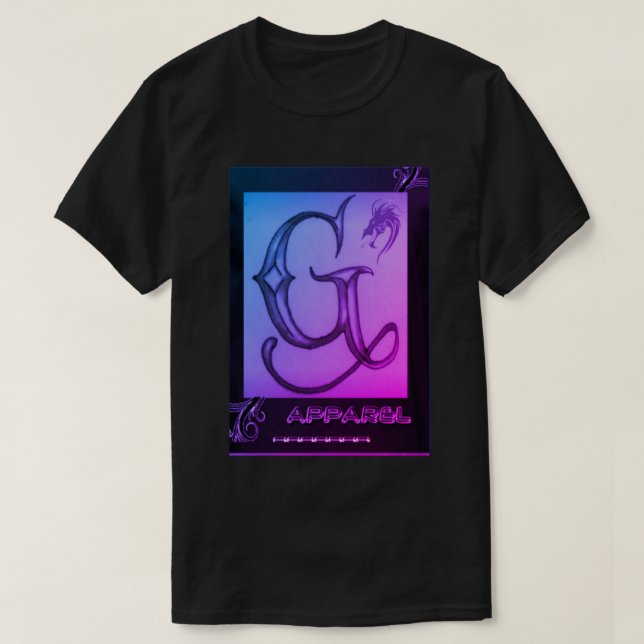 Camiseta negra, púrpura, y rosada de G/Apparel (Diseño del anverso)