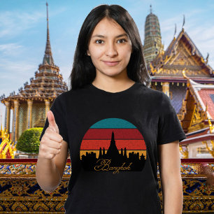Camiseta negra retro de viaje a Bangkok