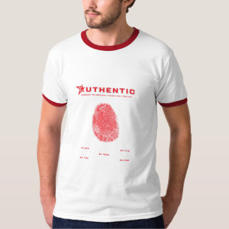 Camiseta negra roja con huella dactilar en negrita
