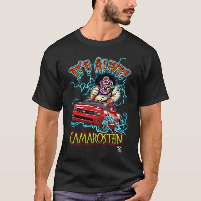 Camiseta negra roja de Chevy Camaro RS (Anverso)
