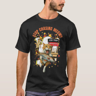Camiseta negra Stop Chasing Meow Hombres