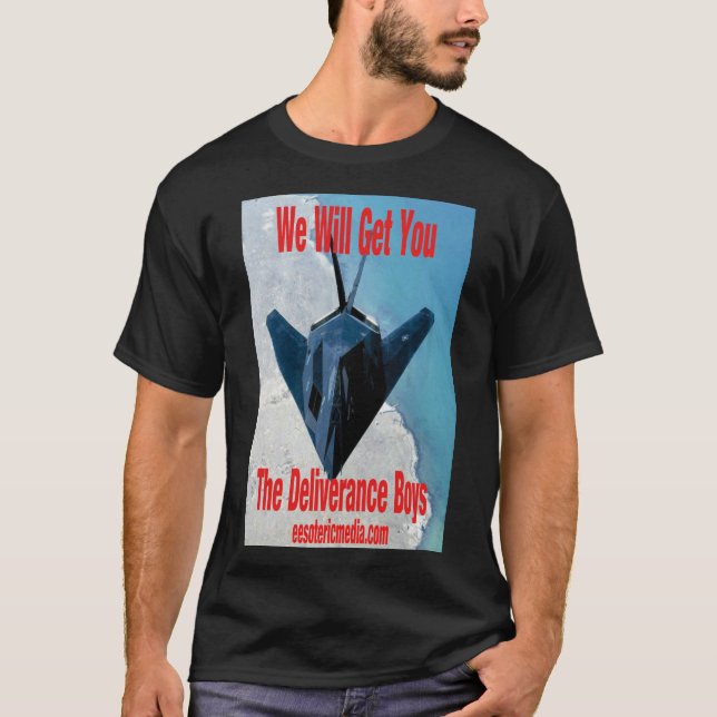 Camiseta negra "Te Vamos a Atrapar" para hombre (Anverso)