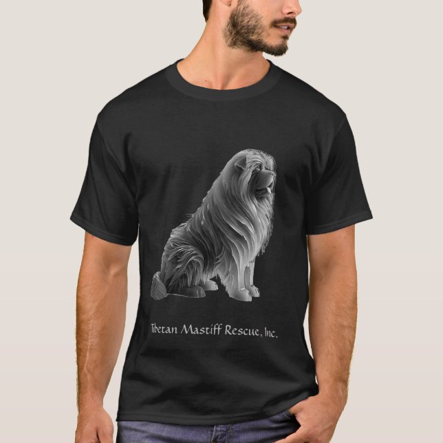 Camiseta negra tibetana de mastiff sentada de hiel (Anverso)