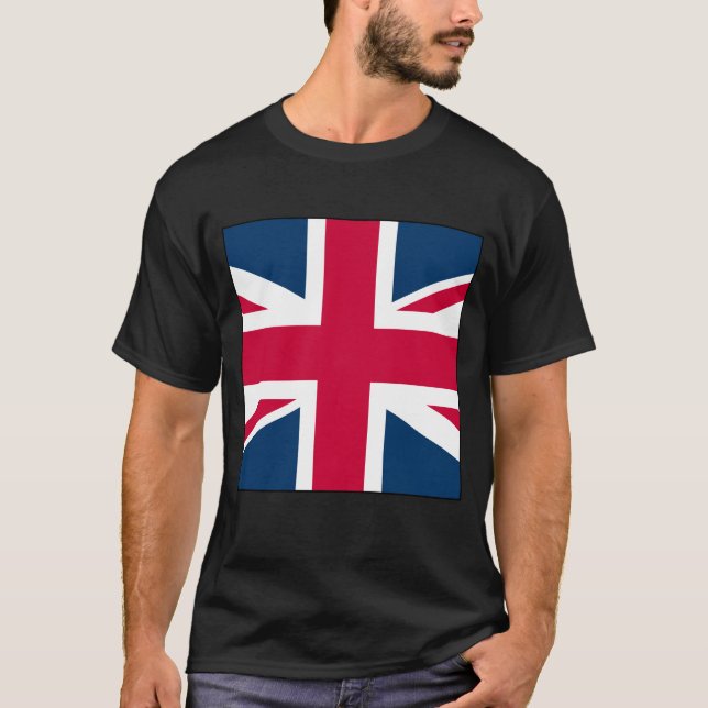 Camiseta negra Union Jack grande versión cuadrada (Anverso)