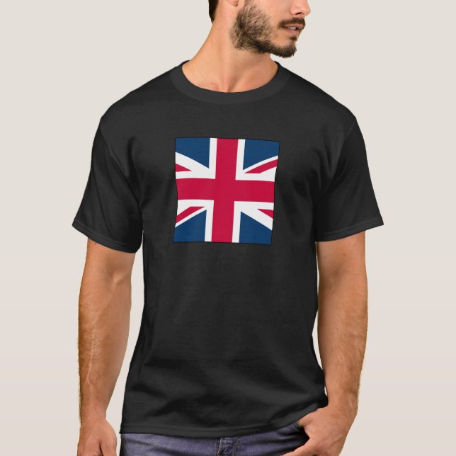 Camiseta negra Union Jack versión cuadrada pequeña (Anverso)