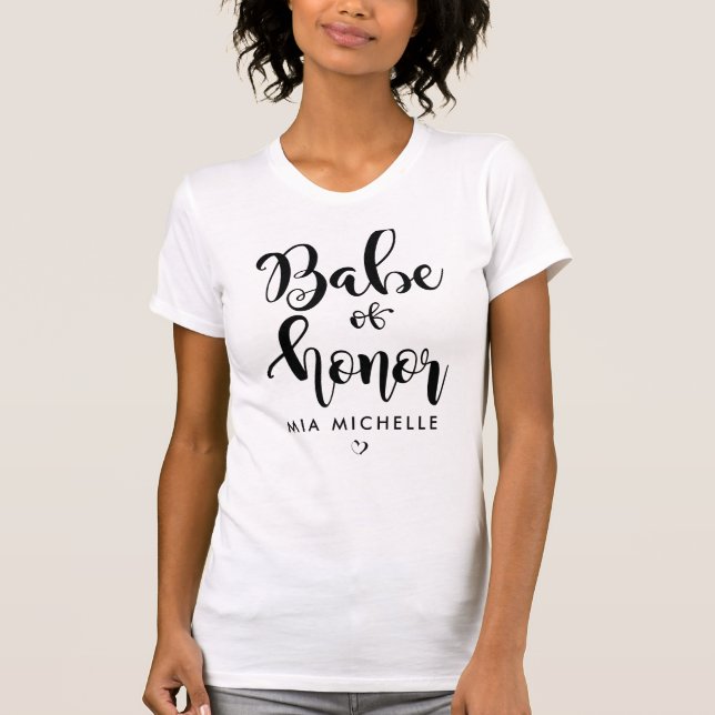 Camiseta negra y blanca de Babe of Honor con estil (Anverso)