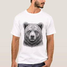 Camiseta negra y blanca de cachorro de oso pardo