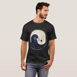 Camiseta negra Yin Yang diseño palomas de paz