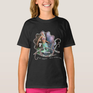 Camiseta Negras de cumpleaños de Misty Unicorn Mermaid Ocea