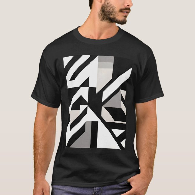 Camiseta negras grises geométricos afilados (Anverso)