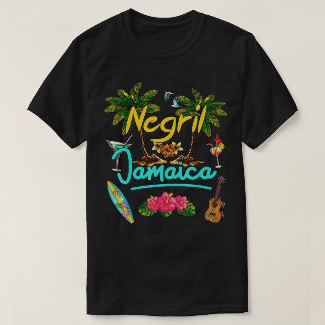 Camiseta Negril Jamaica Beach Summer Palm Surf Sun Set Palm (Diseño del anverso)