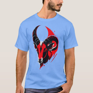 Camiseta Negrita Cabeza de cabra Emblem Rojo Negro Monocrom