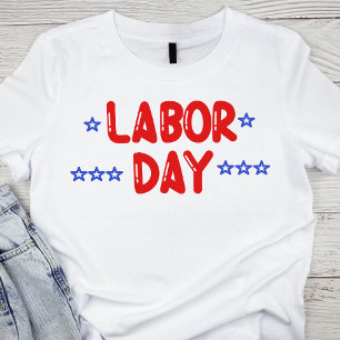 Camiseta Negrita Día del Trabajo Rojo y Azul