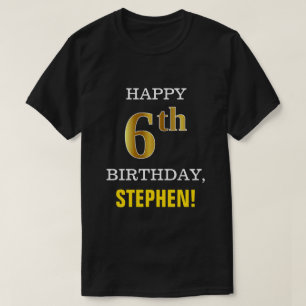 Camiseta Negrita, negro, falso oro 6 cumpleaños con camiset