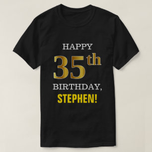 Camiseta Negrita, negro, oro falso 35 cumpleaños con camis