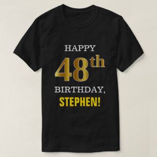 Camiseta Negrita, negro, oro falso 48º cumpleaños con camis