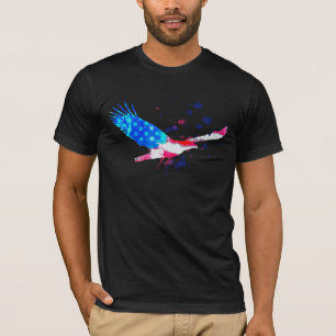 Camiseta Negro azul blanco rojo americano de Eagle de la