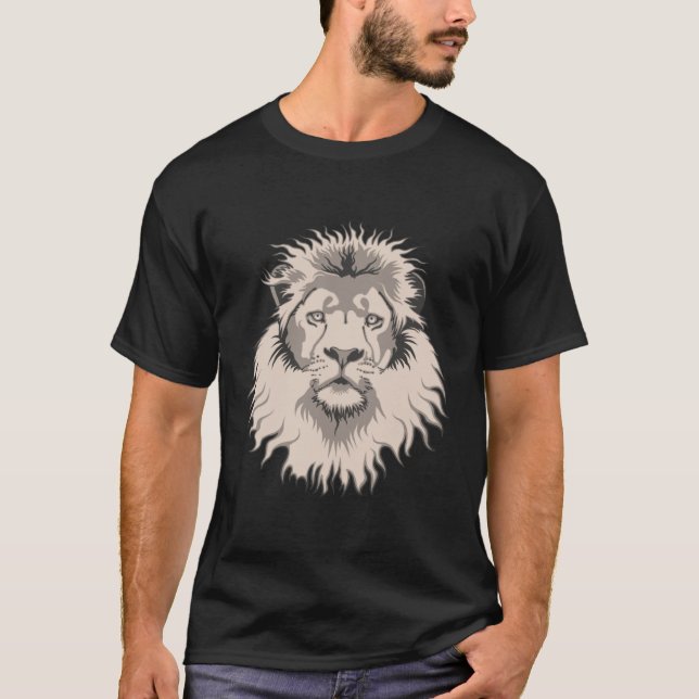 Camiseta Negro básico principal del león (Anverso)