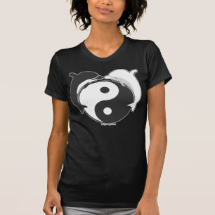 Camiseta Negro/blanco de los delfínes de Yin Yang