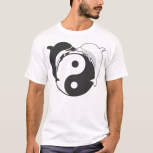 Camiseta Negro/blanco de los delfínes de Yin Yang
