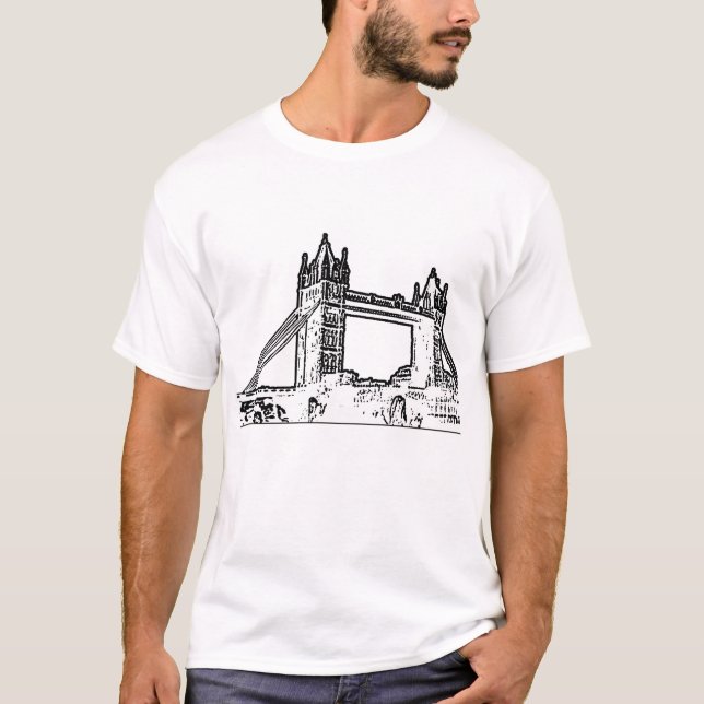 Camiseta Negro blanco del puente de Inglaterra Londres el (Anverso)