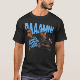 Camiseta Negro Carolina 5 AJ5 Daaamn Divertido Retro Coinci