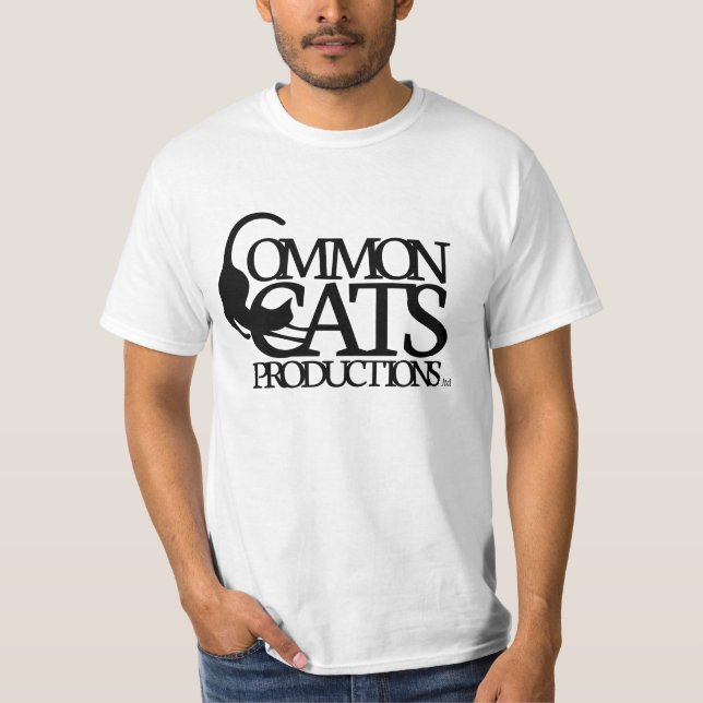 Camiseta Negro completo del logotipo de los gatos comunes (Anverso)