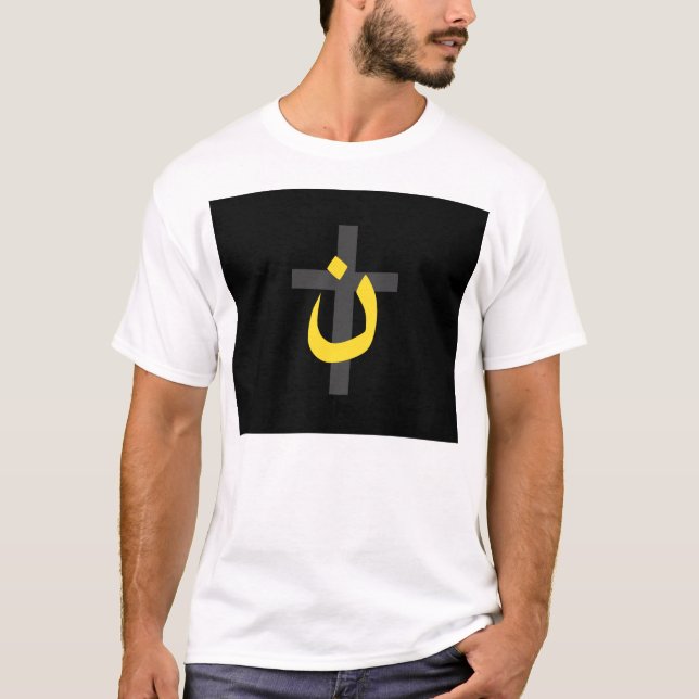 Camiseta Negro cristiano de la cruz de la solidaridad del (Anverso)