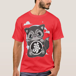 Camiseta Negro De Anime Aburrido Con Kanji De Sueño Y Japon