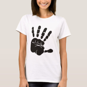 Camiseta Negro de impresión de mano
