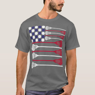 Camiseta negro de la bandera de lacrosse américa