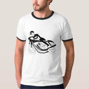 Camiseta Negro de la huella de dos ruedas