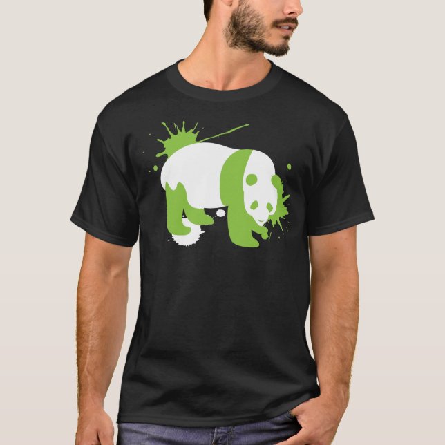 Camiseta Negro de la salpicadura de la panda (Anverso)