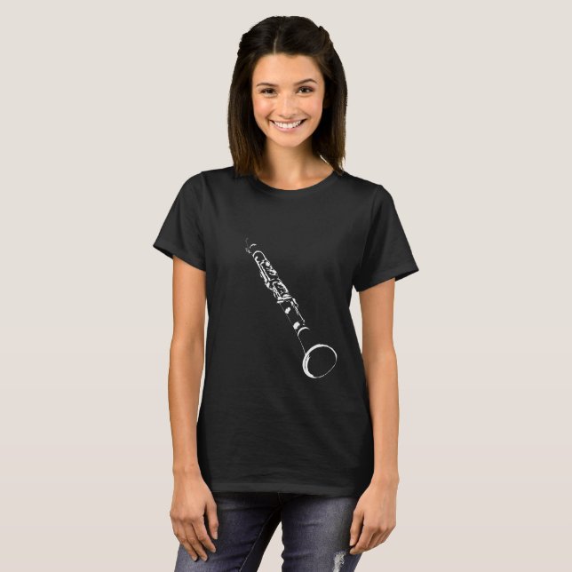 Camiseta Negro de la silueta del Clarinet (Anverso completo)