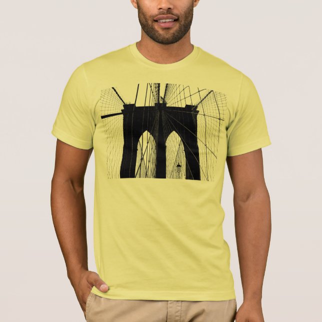 Camiseta Negro de la silueta del puente de Brooklyn (Anverso)