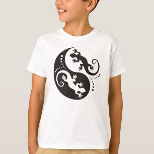 Camiseta Negro de los Geckos de YIN y de YANG + su idea