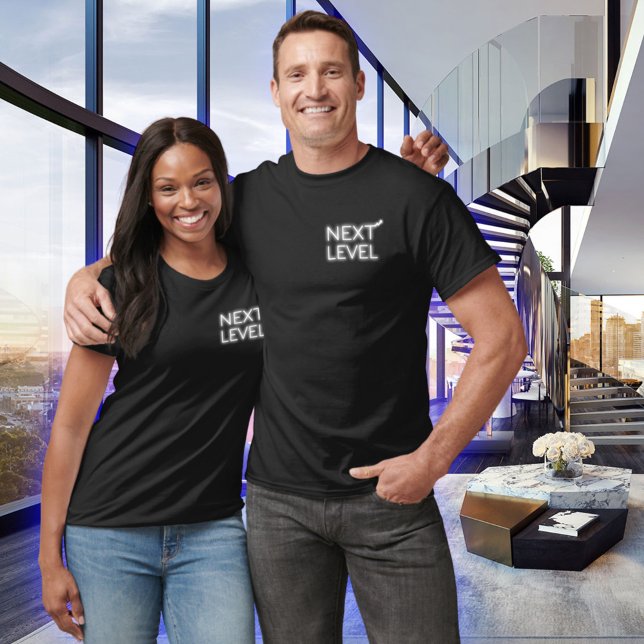 Camiseta Negro de neón blanco pequeño de nivel siguiente (Subido por el creador)