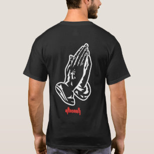 Camiseta Negro de rogación de las manos