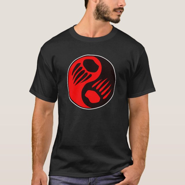 Camiseta Negro de Yin Yang de la garra de oso (Anverso)