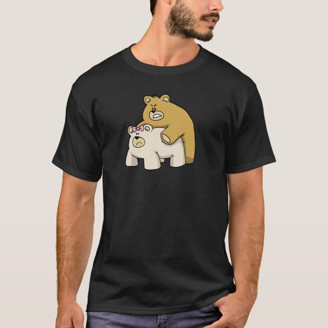 Camiseta negro del abrazo de osos (Anverso)