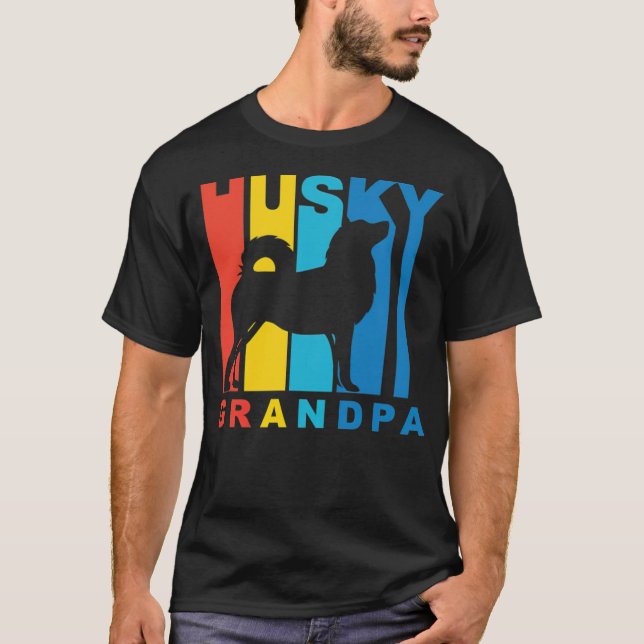 Camiseta Negro del abuelo Husky (Anverso)