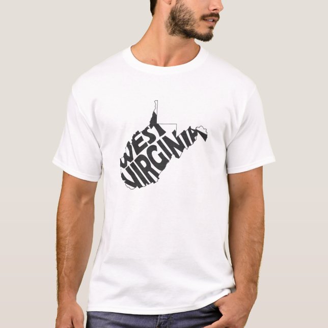 Camiseta Negro del arte de la palabra del nombre del estado (Anverso)