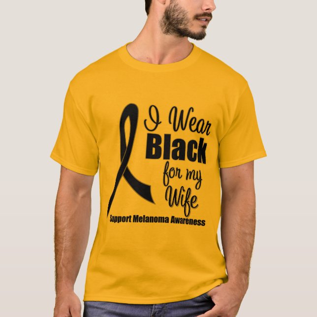 Camiseta Negro del desgaste del melanoma I para mi esposa (Anverso)