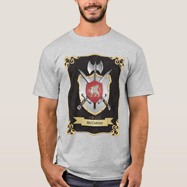 Camiseta Negro del escudo de la batalla del grifo (Anverso)