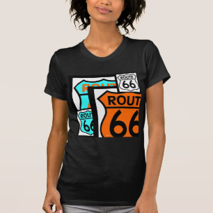 Camiseta Negro del escudo de la mezcla de la ruta 66