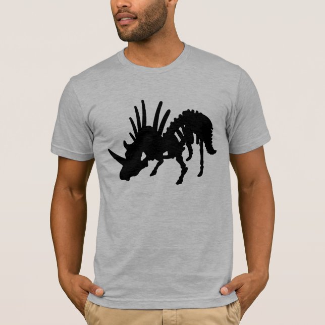 Camiseta Negro del esqueleto del dinosaurio del (Anverso)