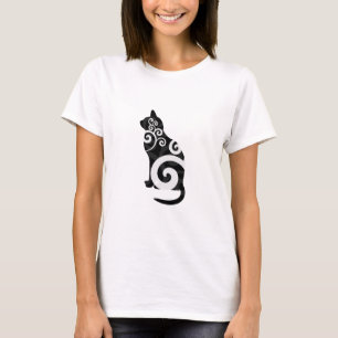 Camiseta Negro del gato de Swirly