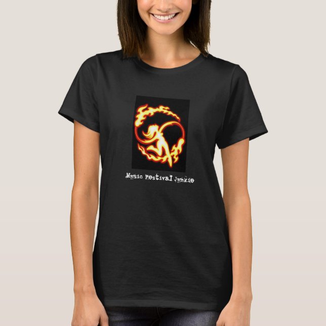 Camiseta Negro del Poi del fuego del drogadicto del (Anverso)