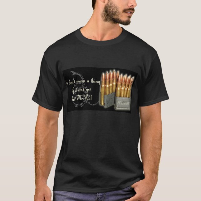 Camiseta Negro del silbido de bala de M1 Garand (Anverso)