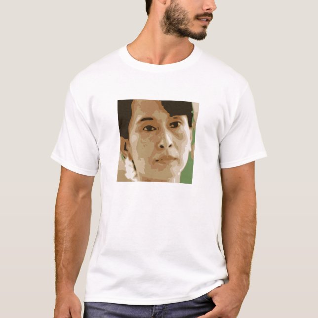 Camiseta negro del verde del líder de Aung San Suu Kyi (Anverso)